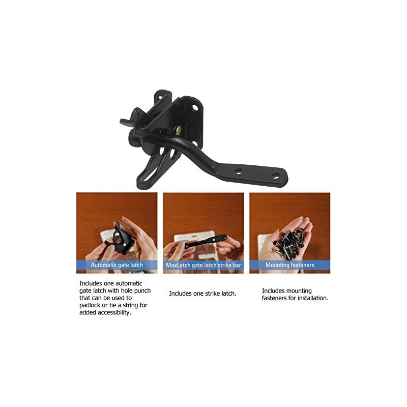 Garden Gate Latch for Wooden Gates Gravity Locking Automatic Self