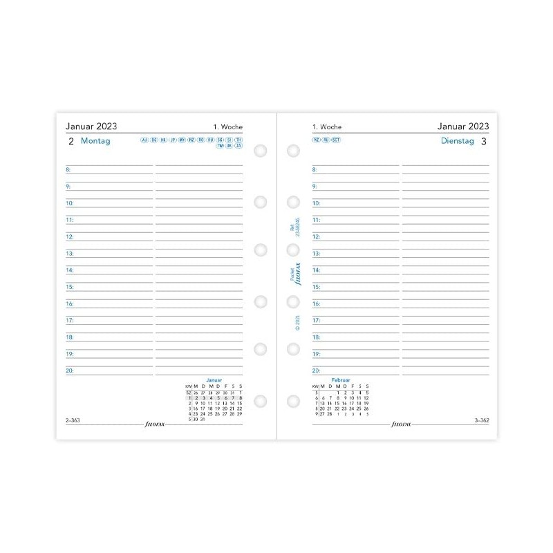 Filofax Pocket 1 day on 1 page. (German) 2023