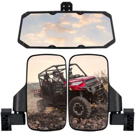 OFIG UTV Ranger Side Mirrors and UTV Center Mirror Set Compatible With Polaris Ranger 500 570 900 1000 XP with Pro-Fit Profiled Tube