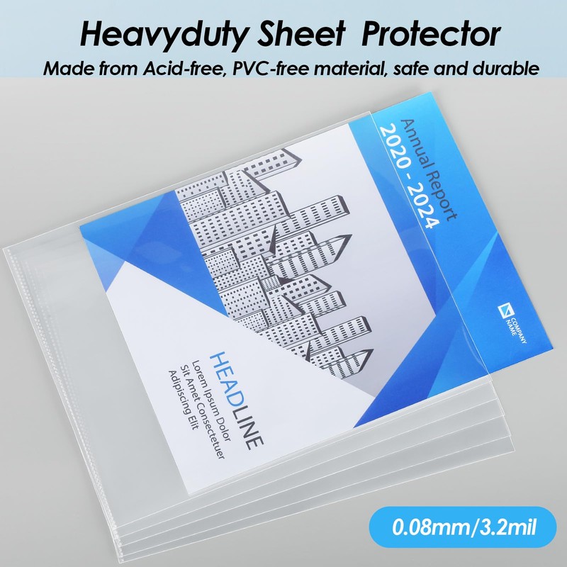 KTRIO No Holes Sheet Protectors 8.5 x 11 Inch Heavy