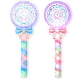 Forest & Twelfth Spinning Lollipop Wand - 12 Inch LED Light Up Fairy Princess Wand for Kids – Glow Stick Party Favor, Great Gift, Prop Toy for Boys and Girls - 3X AA Batteries Included