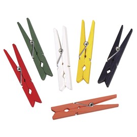 Rayher 6131649 Wooden Clothes Pegs 72 mm Self-Service Bag Pack of 18 6 Colours