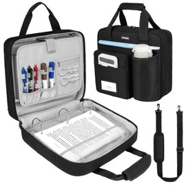 Zipper Binder 3 Ring with Shoulder Strap, 700 Sheets Capacity 3 Inch Binder with Zipper Fits 13 Inch Laptop for School and Office, Black