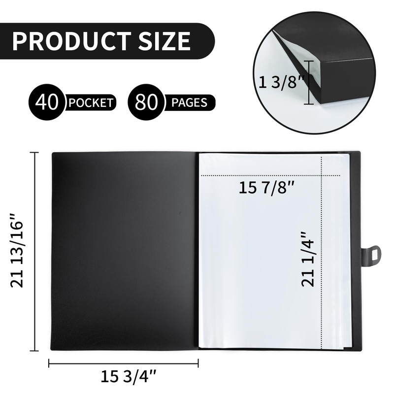 JJRING 16x22 Art Portfolio Folder for Diamond Painting, 40-Pocket Portfolio