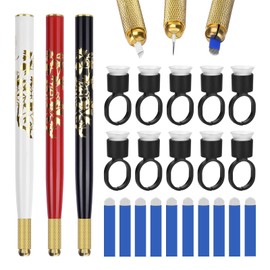 ATOMUS Microblading Pen Kit 3pcs Tattoo Eyebrow Manual Pen 10pcs 18U Eyebrow Microblades 10pcs Pigment Holder with Sponge