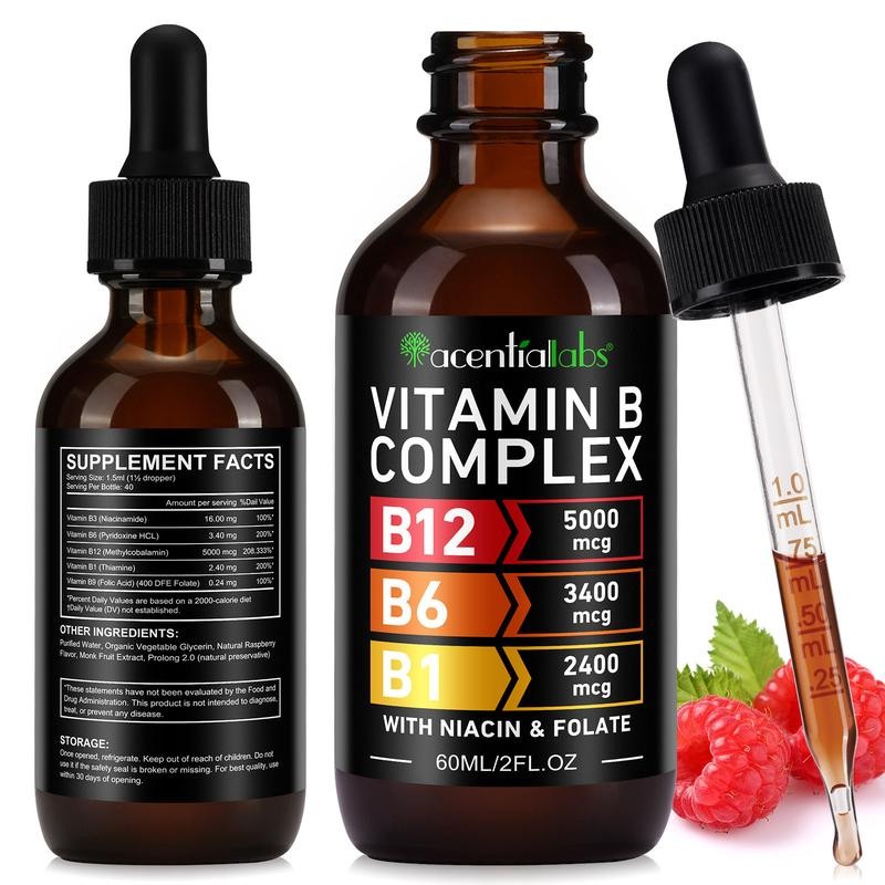 acentiallabs Vitamin B12 Liquid Drops, B12 Sublingual 5000 mcg, Vitamin