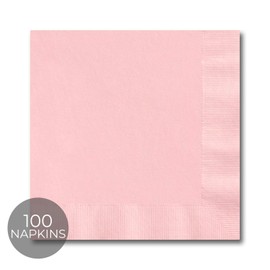 Classic Pink Beverage Napkins / 100 Count 3 Ply 4 3/4" Square Cocktail Napkins