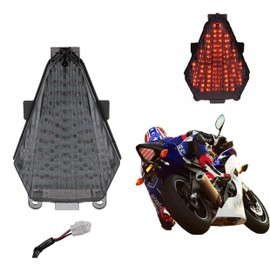 Compatible for YAMAHA 2008-2016 YZF R6; LED Brake Tail light Rear Lamp+Built-in Turn Signal (Style 3: Sequential LED Tailllight+Turn Signal, Smoke Color)