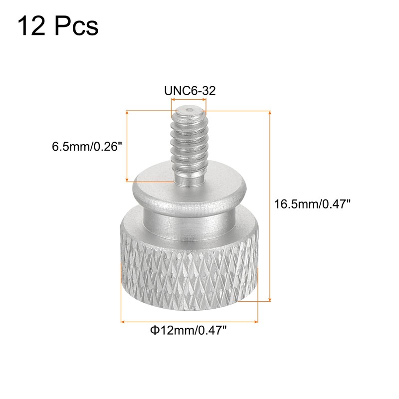 sourcing map 12pcs UNC6-32x6.5mm Knurled Thumb Screw Computer Case Threaded