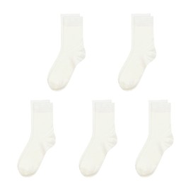 SERISIMPLE Viscose Bamboo Kids Crew Socks School Anti Odor Socks for Boys Girls Uniform Light Weight Flat Seam Socks 5 Pairs (White, Medium)