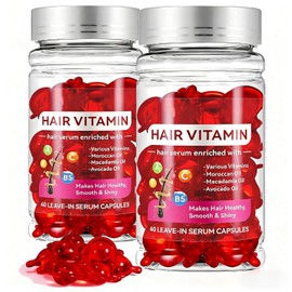 40 Cápsulas Capilares con Hair Vitaminas para el Cabello, Tratamiento para Cabello Maltratado, Seco y con Frizz, Aceite de Argán y Vitaminas, Suero Capilar Intensivo para Mujer (2 BOTELLAS)