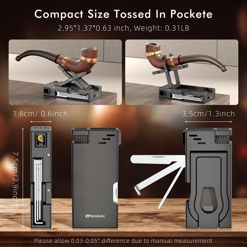 FANKAI Multifunctional Pipe Lighter, Built-in Stand, 3 in 1 Cleaner