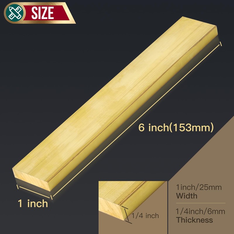 1/4" x 1" Brass Flat Bar Blank 6" Long Solid