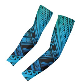 Nxidvxne Polynesian Style Prints Tattoo Cover Up Sleeve Basketball Leg Sleeve Hawaiian Turtle Pattern and Striped Flower Pattern Sun Protection Sleeves Blue Sleeves