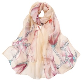 FAIRYGATE Oversized Scarves Silk Scarf for Women UK Ladies Scarfs Shawl Shawls for Weddings Simple Stylish Wraps Multi Use Luxury Gifts for Girls Beige A4222