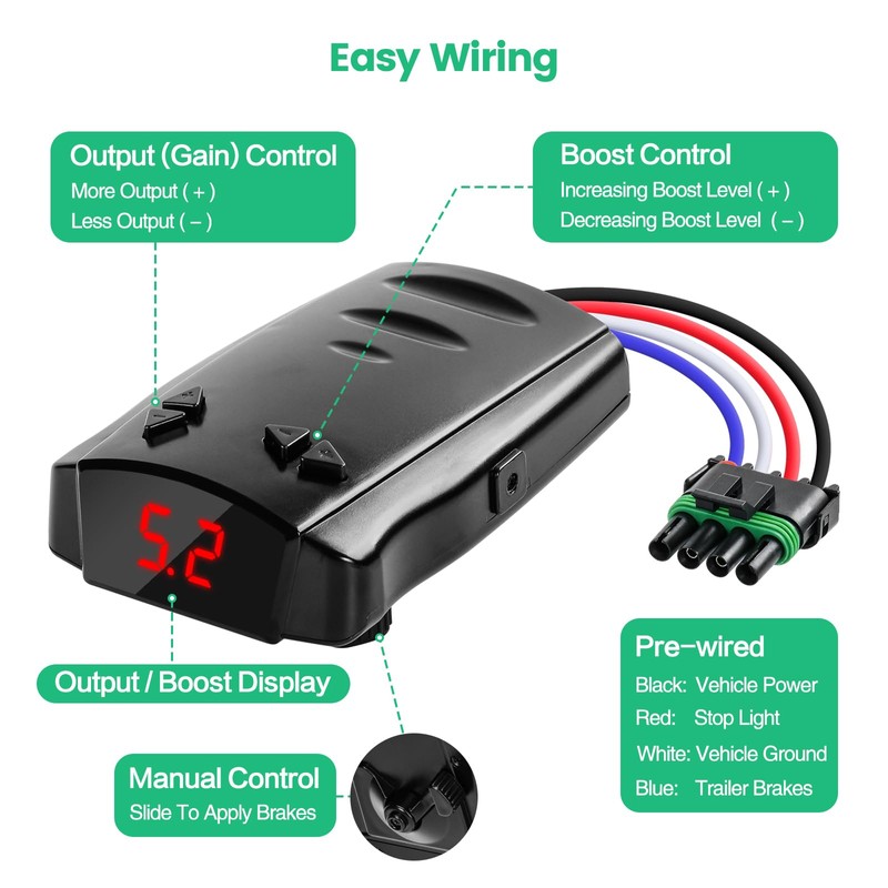 briidea Proportional Trailer Brake Controller, Digital Electric Brake Control for