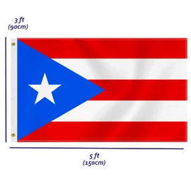 Large Puerto Rico Flag,3x5 FT Puerto Ricon 75D Outdoor Banner, Decor for Garden Yard Car Truck with Brass Grommet