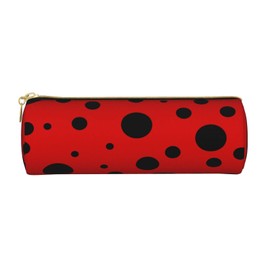 YETTA YANG Ladybug Black And Red Polka Dot Pencil Box Case for Pen Holders Office Supplies Big Capacity large