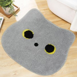 NIGOWAYS Cat Bathroom Rugs 22X27 inch - Grey Bath Rug,Non Slip Absorbent Bathroom Rugs,Soft Bathroom Floor Mat for Bathroom,Bathtub,Shower Room,Sink