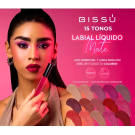 Labial Liquido Mate Bissu Larga Duración Alta Cobertura