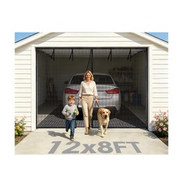 12x8Ft Garage Door Screen 1 Car Magnetic Garage Screen Door Retractable
