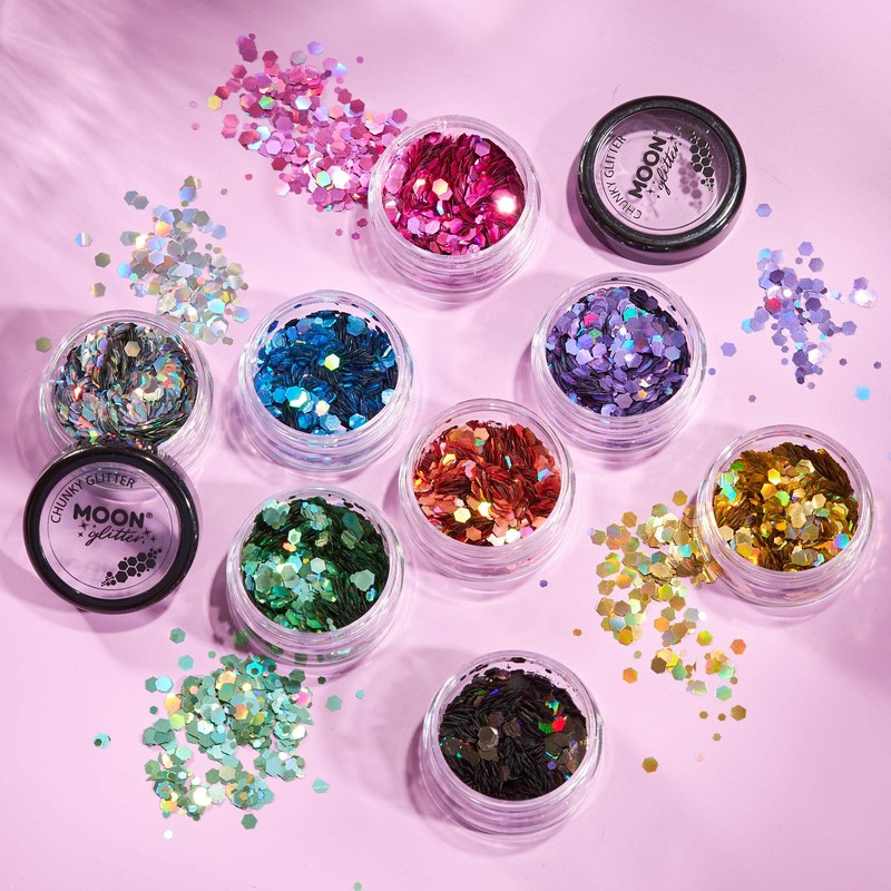 Chunky Holographic Glitter by Moon Glitter - Silver - Cosmetic