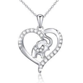 Flyow Necklace 925 Sterling Silver Elephant Animal Necklace Jewelry Gift for Her Women Girls (Elephant)