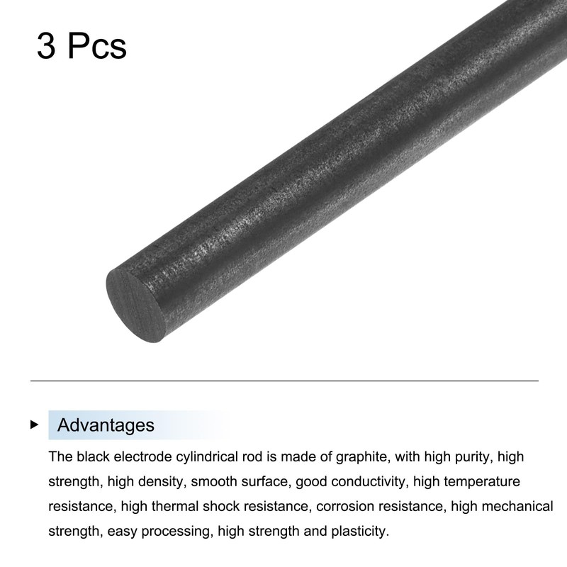 sourcing map Graphite Rod, Graphite Stirring Rod Cylinder Stick Carbon