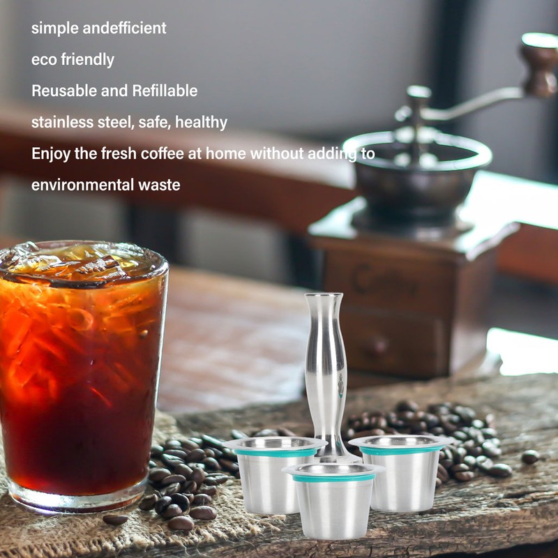 3pcs Refillable Coffee Capsule 304 Stainless Steel Coffee Pods with