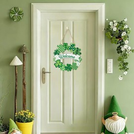 WEUOPG St Patricks Day Shamrock Door Sign, Wooden Door Wreath for Front Door Sign Wall Signs, St. Patricks Day Decorations, Hanging Wreath for Home Wall Farmhouse Indoor Outdoor Decor