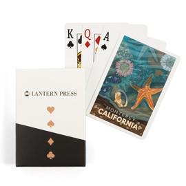 Lantern Press Monterey, California, Tiny World Huge Wonders, Coastal Series, Starfish and Shells (52 Playing Cards, Poker Size Card Deck with Jokers)