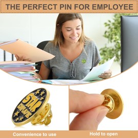 Zeyune 48 Pcs Recognition Pins Employee of The Month Lapel Pin 3/4 Inch Employee Appreciation Pins Enamel Pins Team Gift for Award Employees Staff Bulk(Reward Style)