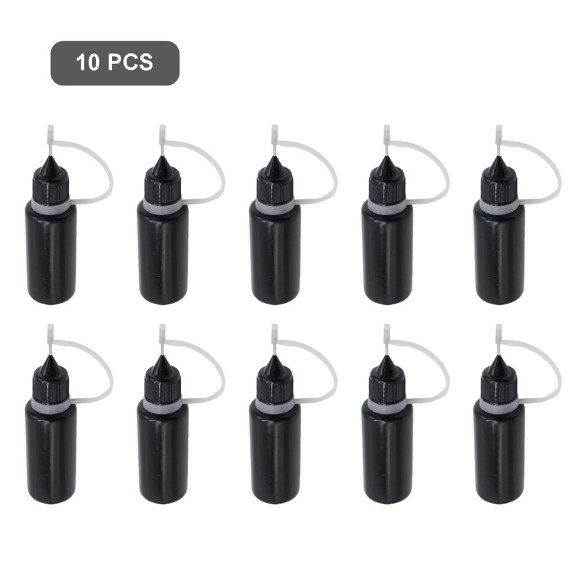 Joyangy 10-Pack 15ml Precision Tip Applicator Bottles, Black Plastic Squeeze