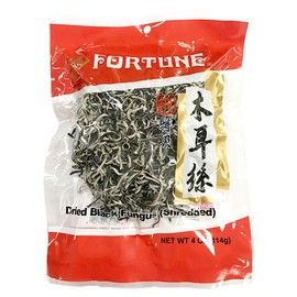 Fortune Dried Black Fungus Dried Woodear Mushroom (Shredded) 4oz. 特級木耳絲 (Pack of 3 )