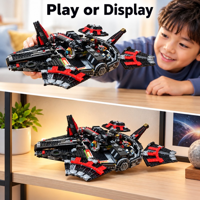 Black Spaceship Vehicle Model – Movie-Inspired Sci-Fi Desktop Ornament and
