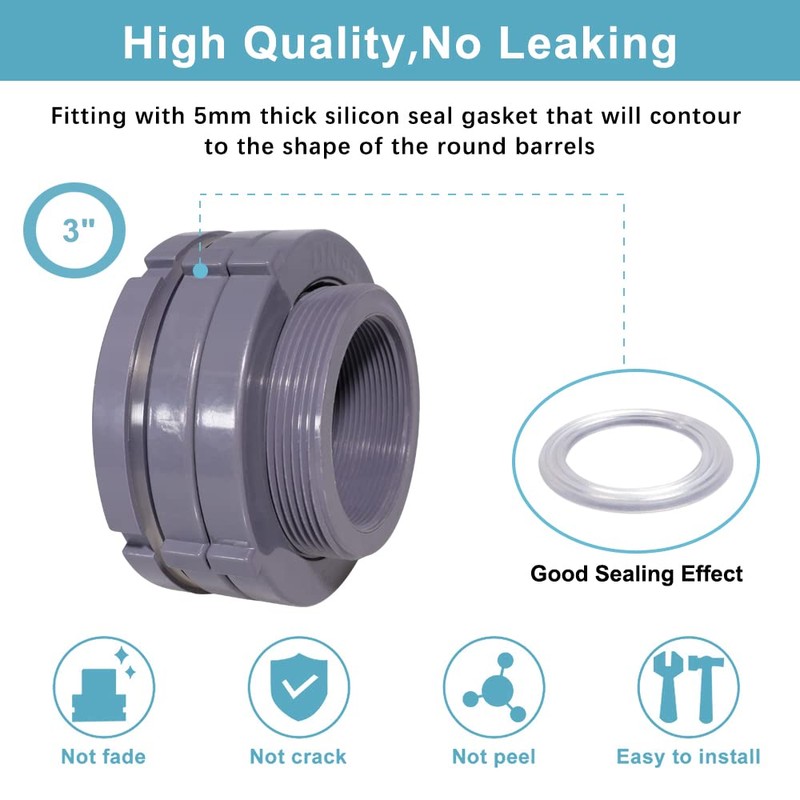 Ququyi 3 Inch PVC Bulkhead Water Tank Connector Adapter Fitting