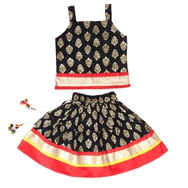 Chandrakala Kids Holi Special Eid Gifts, Lehenga Choli Set for Girls, Black,6-18 Months (KL101BLA1)