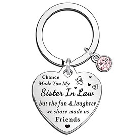 QMVMV Sister in Law Keyring Gifts Chance Made You My Sister In Law Birthday Christmas Stainless Steel Present for Sister-in-Law