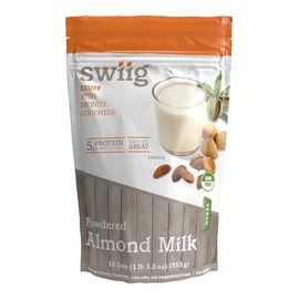 swiig Almond Milk Powder Vanilla Plant-Based Vegan Gluten-Free Non-GMO No Added Sugar 5g Protein Per Serving No Artificial Ingredients or Preservatives 1.22 lb