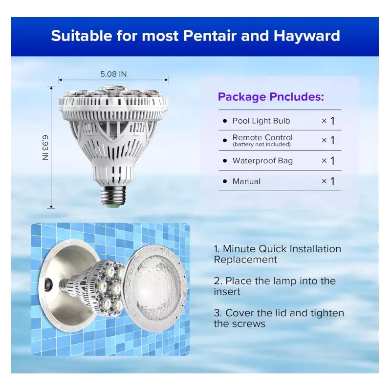SANSI LED Pool Light Bulb for Inground Swimming Pool 30W
