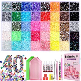 40 Colores Diamantes de Imitación de Resina, Kit de Pedrería de Resina