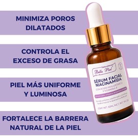 Serum Bella Piel Niacinamida Anti-Agne Niacinamida B3, Vitamina E zinc y Ácido Hialurónico Regula la Producción de Grasa para piel grasa 30 ml