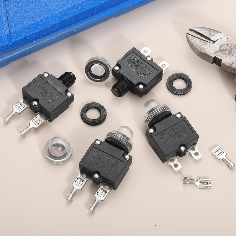 sourcing map 2PCS 15A Thermal Circuit Breakers, 125/250V AC,32V DC