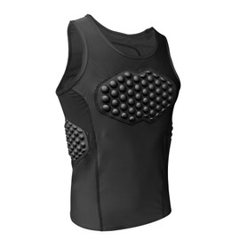 Topeter Baseball Padded Compression Tank Tops with Rib/Chest Protection Pads, Roller Hockey Chest Protector Catchers Gear M