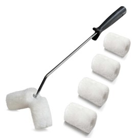 Hanpex Double Roller Brush, Paint Roller Covers, Paint Rollers Naps, House Painting Supplies Covers, Roller Frame and Paint Roller Kit for Pipes, Tube, Stair Balusters, Fences, etc.