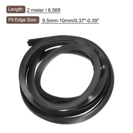 sourcing map sourcing map U Channel Edge Trim, 6.6ft Length Rubber Guard Seal Strip Edge Protector Flat Type Fit for 9.5-10mm Edge, (35/64" W x 15/32" H) Black