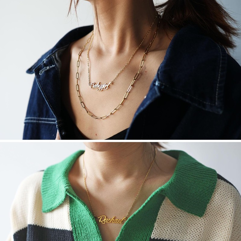 Jenny Pendant Name Necklace 18k Gold Plated Stainless Steel Script