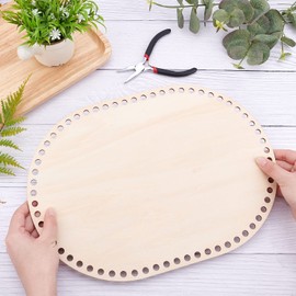 PH PandaHall 1pc Wooden Bag Bottom Oval Natural Wood Base Shaper 13.7x9.8/35x25cm Crochet Basket Base for DIY Knitting Crochet Yarn Storage Bag Weaving Crafts Home Decoration, Hole:8mm