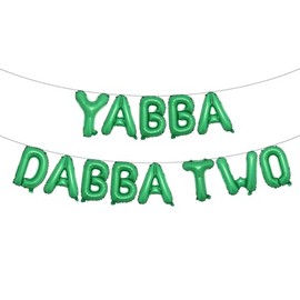 Safari Jungle 2nd Birthday Party Decorations Yabba Dabba Two Balloons Animals Balloons for Two Wild/Born Two be Wild Woodland Bday baby shower Party Supplies Decorations (YABBA DABBA TWO Green)