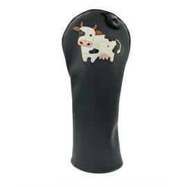Cow PU Leather Golf Club Covers Driver Headcovers Fairway Woods Hybrid Protector with Interchangeable Number Tag